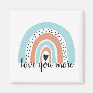 Love You More Rainbow Heart Blue Peach Magnet