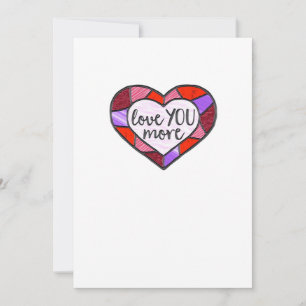 Love You More Stained Glass Heart Mosaic Artistic  Holiday Card