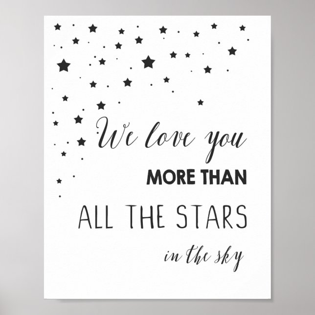 Love you more than all the stars Quote art Nursery Poster (Front)
