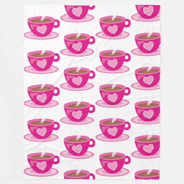 Love you More than Coffee Valentines Day Gift Fleece Blanket (Front)