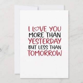 Love You More Than Yesterday Sweet Love Quote  Holiday Card
