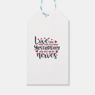 Love You More Yesterday Romantic Minimal Quote Gift Tags