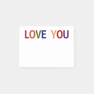 Love You Multicolored 4 x 3 Post-it Notes