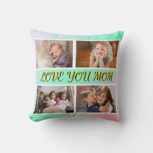 Love You Mum 4-Photo Pastel Keepsake Cushion