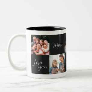 "Love you Mum always forever" black photo gift Two-Tone Coffee Mug