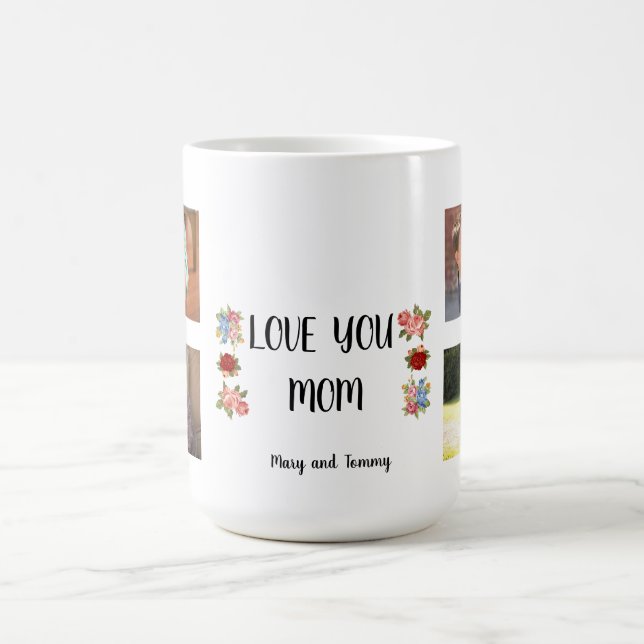 Love You Mum Angela Script Floral Wrap Design Coffee Mug (Center)