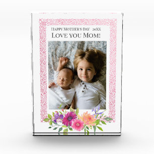 Love You Mum! Beautiful Pink Flowers Photo Block