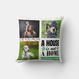 Love you Mum black custom collage & dog quote Cushion