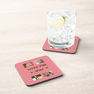 Love You Mum Blossoms and Photos Design Coaster