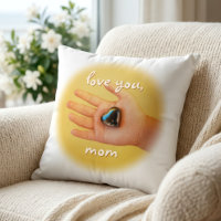 Love You Mum Child Hand Holding Blue Heart Photo
