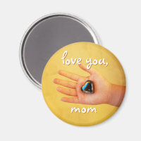 Love You Mum Child's Hand Holding Blue Heart Photo