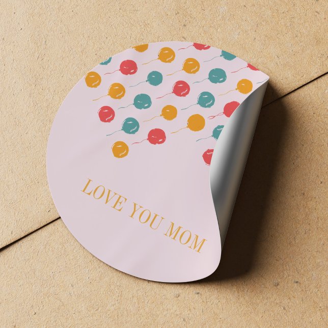 Love you mum colourful typography Mother's Day Classic Round Sticker (Creator Uploaded)