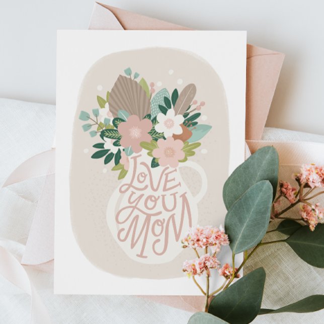 Love you mum. Cute floral lettering mothers day Holiday Card (Creator Uploaded)