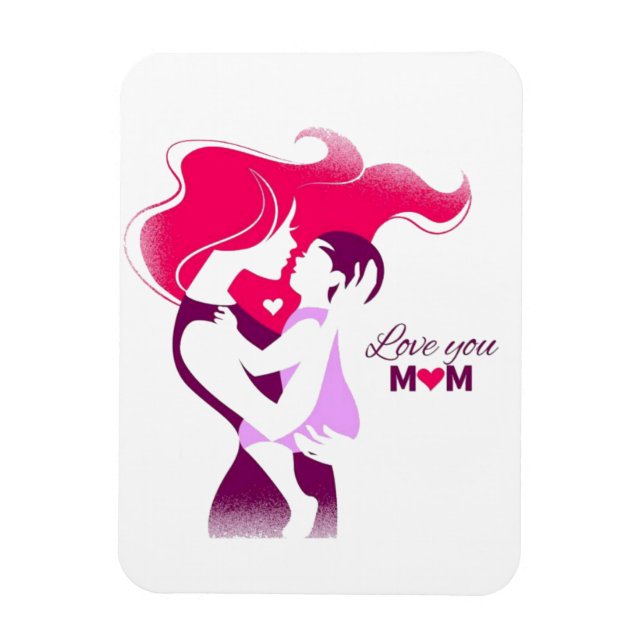 Love You Mum - Cute & Heartfelt Mother's Day Desig Magnet (Vertical)