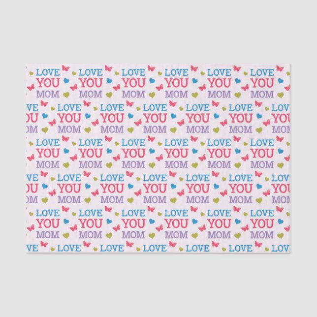 Love You Mum Cute Word Pattern Tissue Paper (Front)