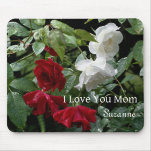 Love You Mum Drenched Roses Personalised Mouse Pad
