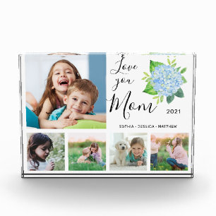Love You Mum Family Photo Collage Hydrangea Block