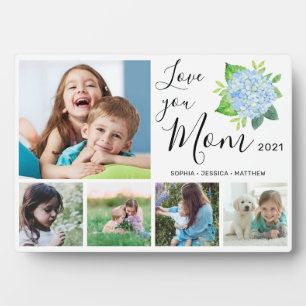 Love You Mum Family Photo Collage Hydrangea Plaque