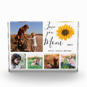Love You Mum Family Photo Collage Sunflower