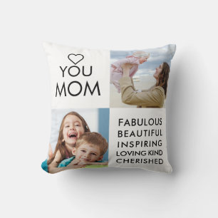 Love You Mum Family Photo Collage Throw Pillow