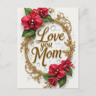 Love You Mum Floral Frame Mother's Day Postcard