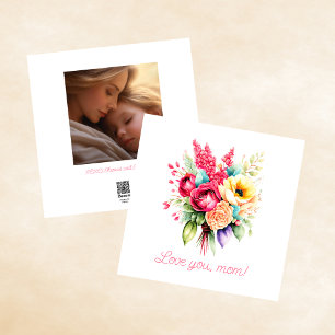 Love You Mum Floral Photo Mother's Day Holiday Card