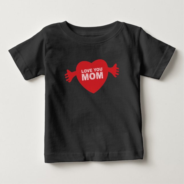 Love you Mum Heart Baby T-Shirt (Front)