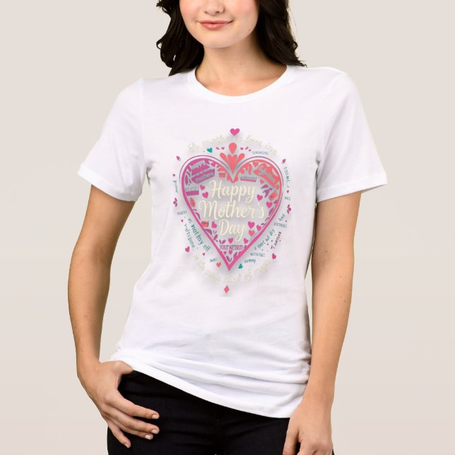 Love You Mum – Heartful Mother's Day Art Tri-Blend Shirt (Front)