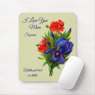 Love You Mum Iris Flower Bouquet Personalised  Mouse Pad