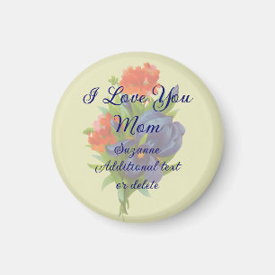 Love You Mum Iris Flower Personalised Magnet