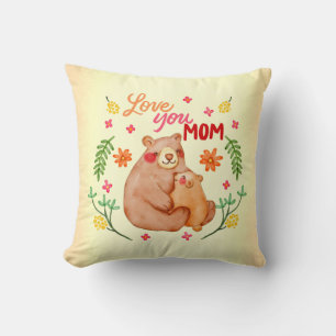 Love You Mum - Mama Bear and Cub Mother's Day Cushion