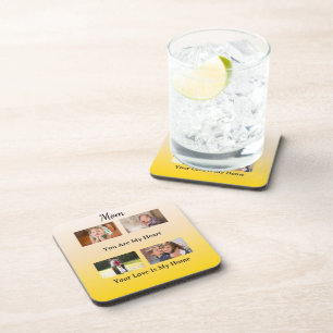 Love You Mum – Minimalist Four Photo Coaster