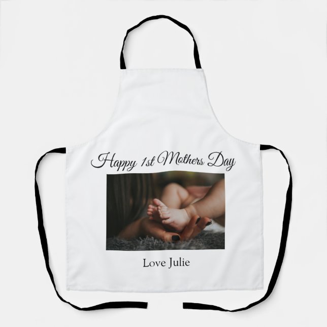 love you mum mothers day add photo name simple apron (Front)