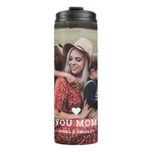 Love You Mum Mother's Day Family Photo With Heart Thermal Tumbler