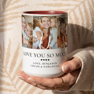 Love You Mum Personalised 5 Photo Collage Gift Two-Tone Coffee Mug