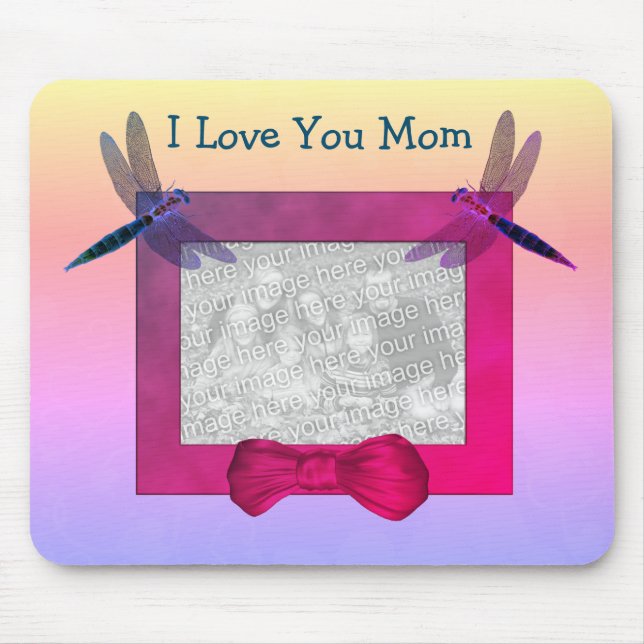 Love You Mum Personalised Dragonfly Photo Frame Mouse Pad (Front)