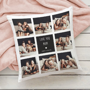 Love You Mum Photo Collage Handwritten Text Cushion