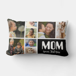 Love You Mum   Photo Collage Handwritten Text  Lumbar Cushion