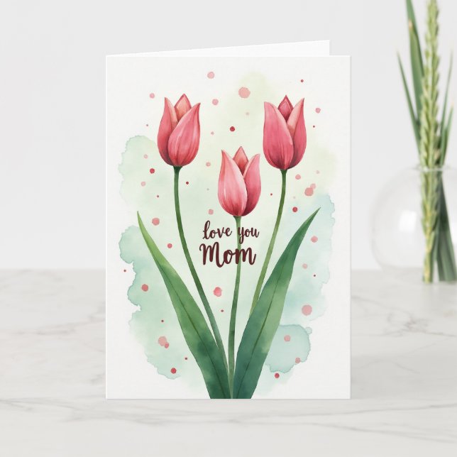 Love You Mum Pink Petals Design Card (Front)