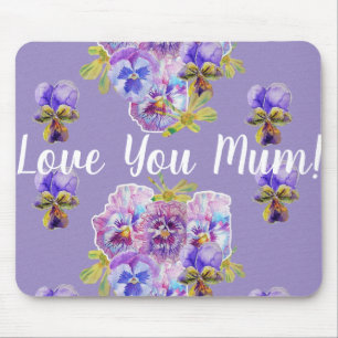 Love You Mum Purple floral Computer Mouse Mat Pad