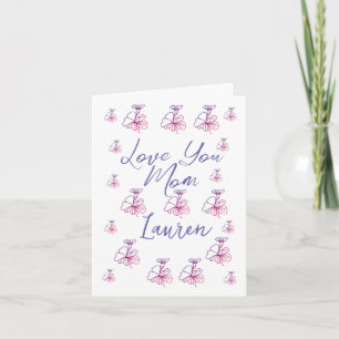 love you mum purple mauve florals mauve name simpl card