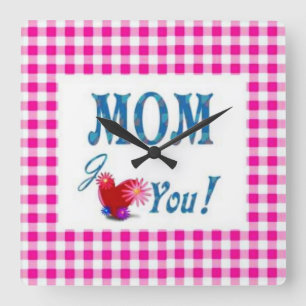 Love You Mum Square Wall Clock