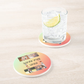 Love You Mum Sunset Garden Photo Design Coaster