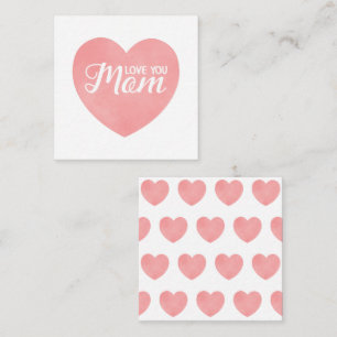 Love you mum text in pink watercolor heart card