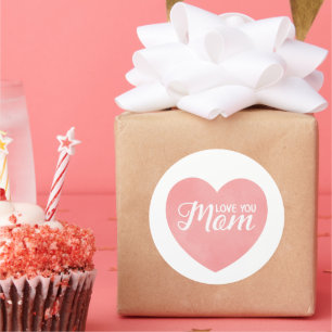 Love you mum text, mother's day heart design classic round sticker