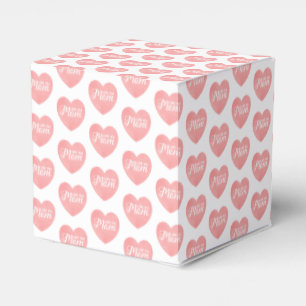 Love you mum text, mother's day pink heart favour box