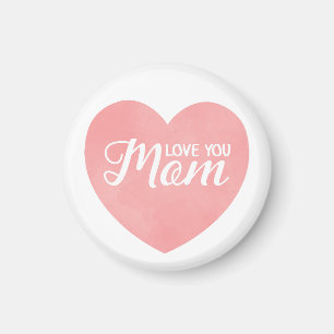 Love you mum text, mother's day pink heart magnet