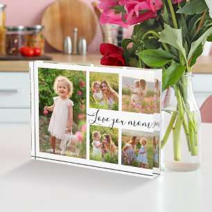 Love You Mum Typography Mothers Day Photo Collage Block