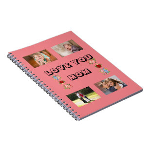 Love You, Mum With Beautiful Flowers 4 photos Notebook