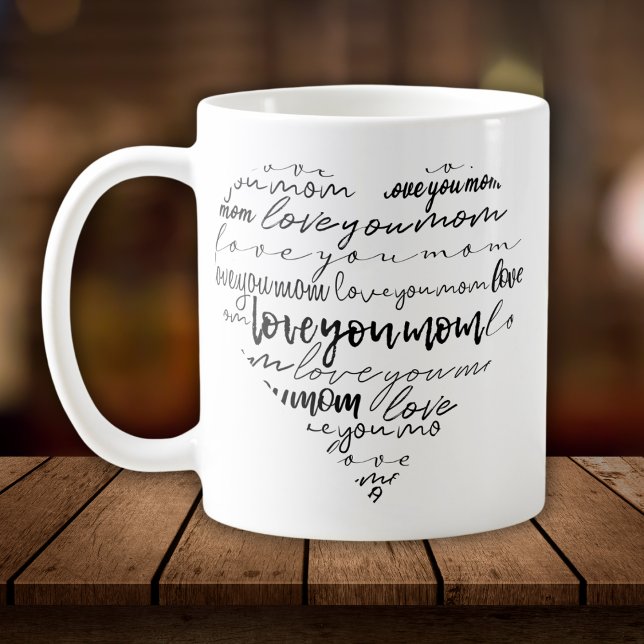 Love You Mum Words inside Heart Coffee Mug (Creator Uploaded)